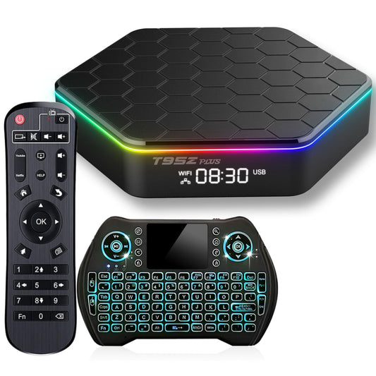2025 Android TV Box 12.0 4GB RAM 64GB ROM 6K TV Box Android 4K Wi-Fi 6, T95Z Plus Android TV Box H618 Chip Support Dual-WiFi 2.4G/5G Android Box 3D HDR10+ Bluetooth 5.0 USB with Mini Wireless Keyboard