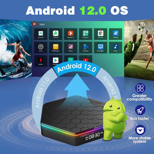 2025 Android TV Box 12.0 4GB RAM 64GB ROM 6K TV Box Android 4K Wi-Fi 6, T95Z Plus Android TV Box H618 Chip Support Dual-WiFi 2.4G/5G Android Box 3D HDR10+ Bluetooth 5.0 USB with Mini Wireless Keyboard